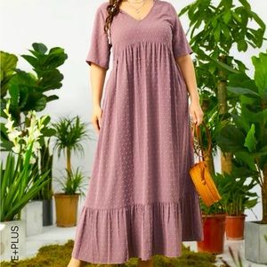 Plus Size Dusty Pink Smock Dress